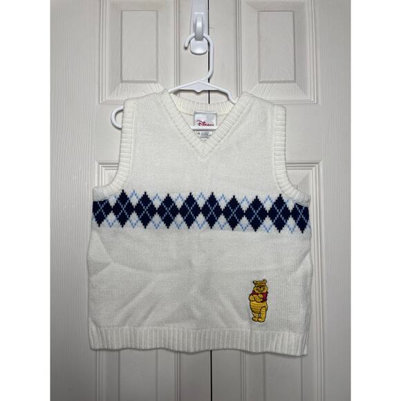 Vintage The Disney Store Winnie the Pooh V-Neck Sweater Vest White Size 4/5 - Picture 1 of 7